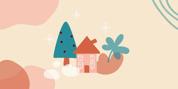 Feliz Navidad Diseño Moderno Árbol Navidad Formas Geométricas Moda Ilustración — Vector de stock