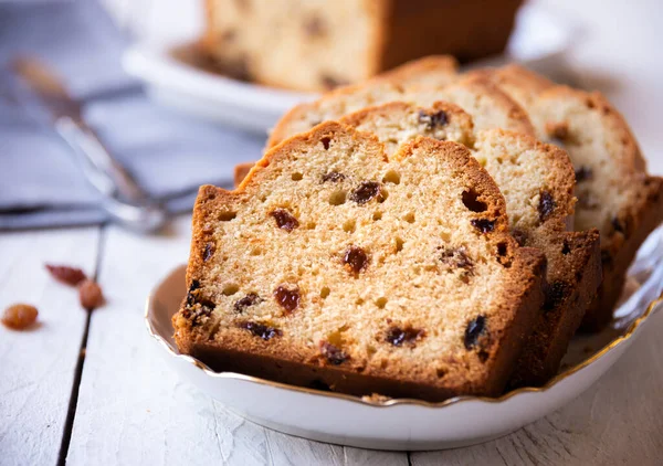 Süßer Obstkuchen Mit Rosinen Köstliches Hausgemachtes Dessert — Stockfoto