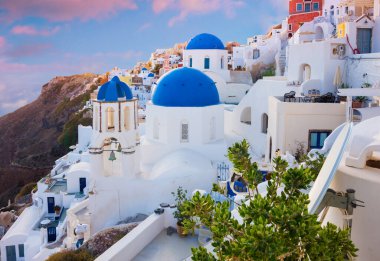 Santorini Adası 'nın güzel mimarisi, Yunanistan 