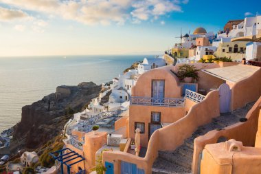 Yunanistan 'ın Santorini adasının güzel mimarisi