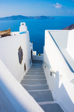santorini Island, Yunanistan'ın beyaz mimarisinde 