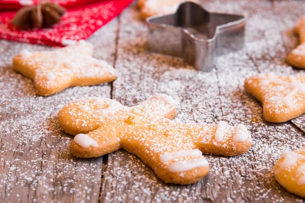 Biscoitos Natal Uma Mesa Madeira — Fotografia de Stock