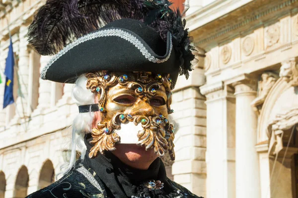 Pessoa Usando Máscara Carnaval Veneza Itália — Fotografia de Stock