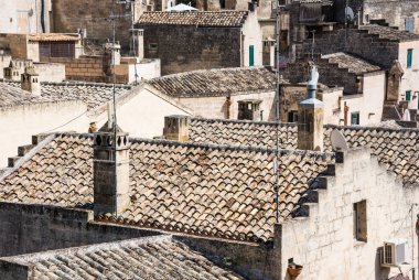 İtalya 'nın Matera şehrinin güzel manzaralı görüntüleri.