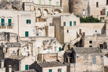 İtalya 'nın Matera şehrinin güzel manzaralı görüntüleri.