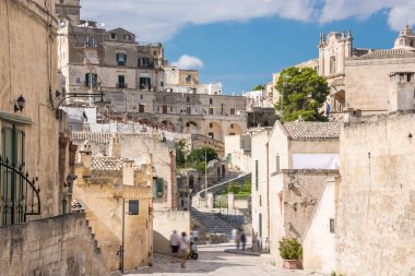 İtalya 'nın Matera şehrinin güzel manzaralı görüntüleri.