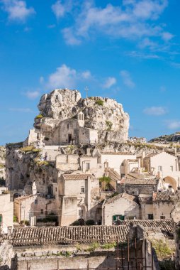 İtalya 'nın Matera şehrinin güzel manzaralı görüntüleri.