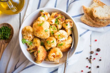 Lezzetli kızarmış karnabahar yakın çekim