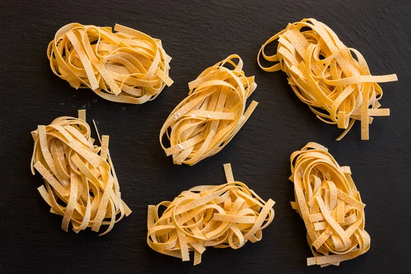 Raw Pasta Black Background — Stock Photo, Image