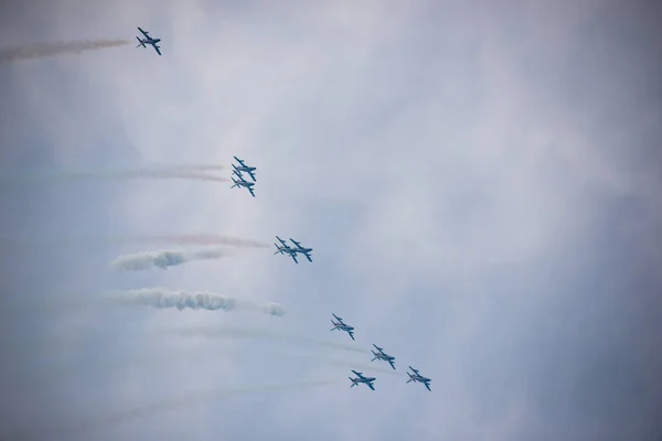 Onderste Beeld Van Lucht Show Italië Tijdens Nationale Viering — Stockfoto