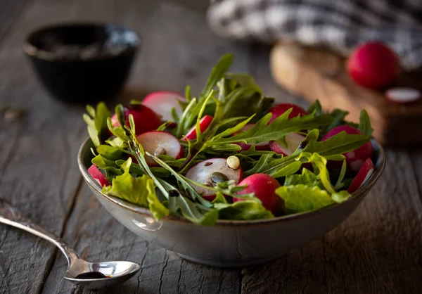 Plantaardige Salade Met Radijs Arugula Sla — Stockfoto