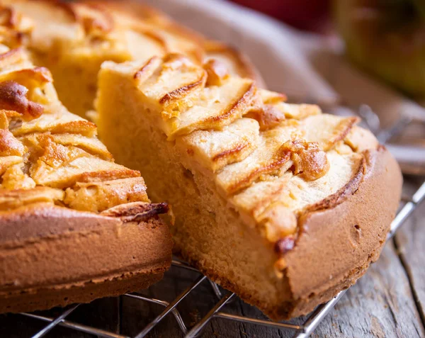 Apple Pie Delicious Dessert Slices Apple Top — Stock Photo, Image