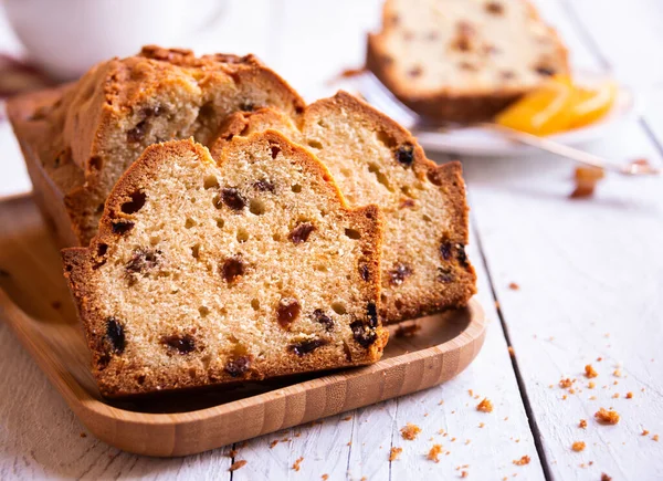 Süßer Obstkuchen Mit Rosinen Köstliches Hausgemachtes Dessert — Stockfoto