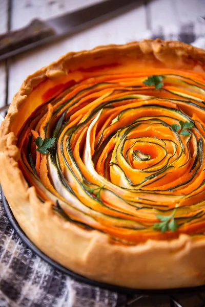 Vegetable Pie Carrots Zucchini Healthy Food — Stock Photo, Image