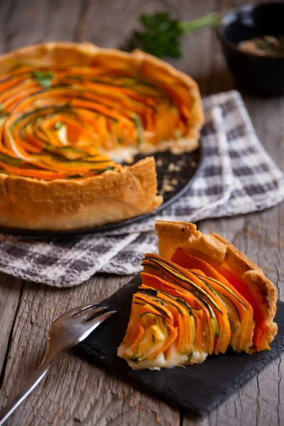 Vegetable Pie Carrots Zucchini Healthy Food — Stock Photo, Image