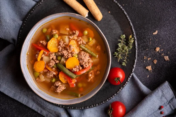 Hot soup with vegetables, comfort food