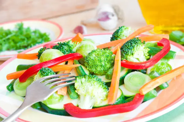 Fresh Vegetables Salad Tomatoes Cucumber Carrots — Zdjęcie stockowe