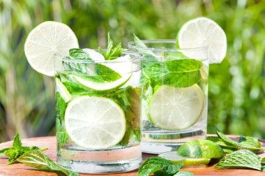 Bir bardak kireç ve naneli su.