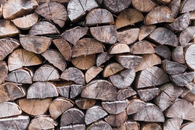 Kış için odun yığını