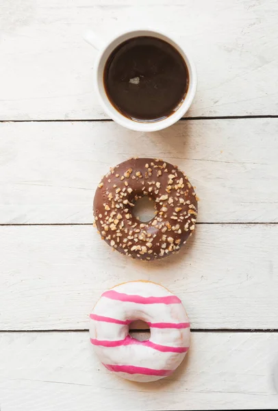 Donut Chocolate Glaze Wooden Background — Stock Photo, Image