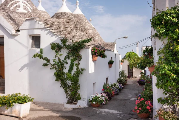 Hermosa Calle Pueblo Alberobello Italia — Foto de Stock