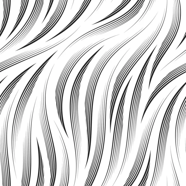 Seamless pattern drawn by black thin lines on a white background.Monochrome linear graceful texture. — Vettoriale Stock