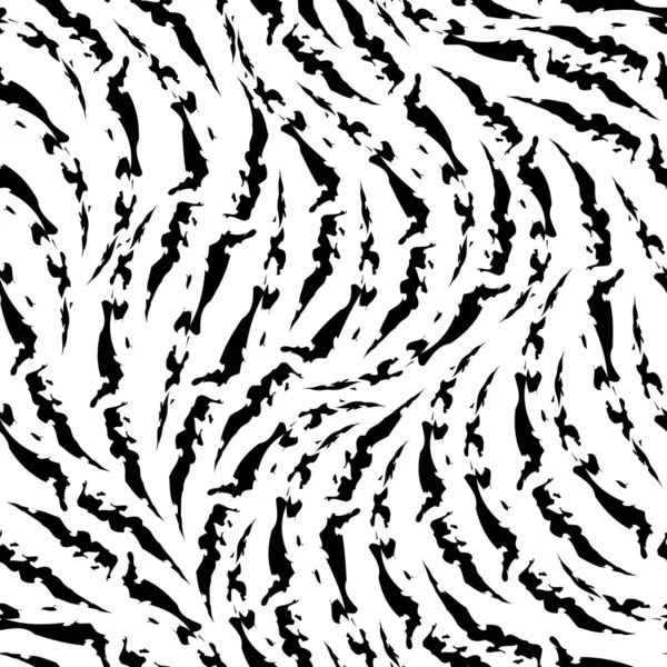 Stock bezešvé černé a bílé vektor zebra kůže vzorem. Abstraktní roztržené pruhy černé bezešvé textury. — Stockový vektor
