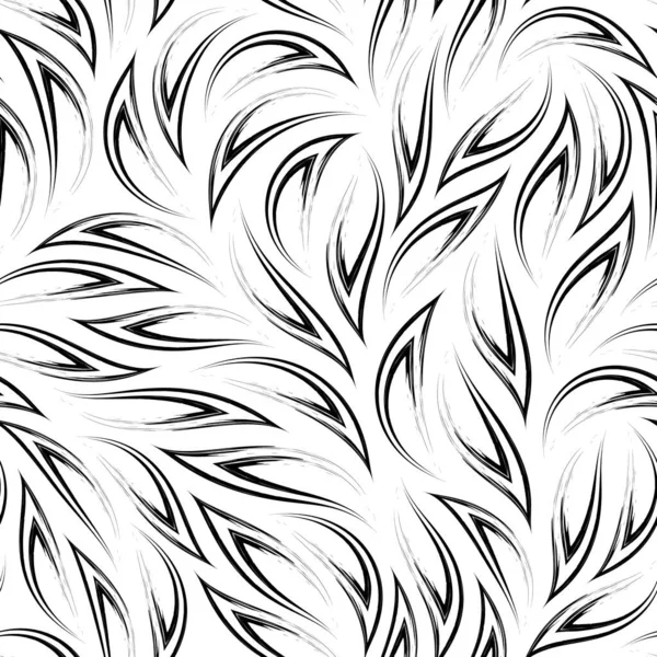 Vector Seamless Monochrome Pattern Stylized Flame Fire Seamless Vector Black — Archivo Imágenes Vectoriales