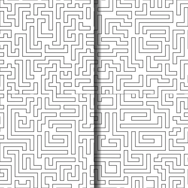 Collection Seamless Vector Patterns Maze Black Lines Isolated White Background — Stok Vektör