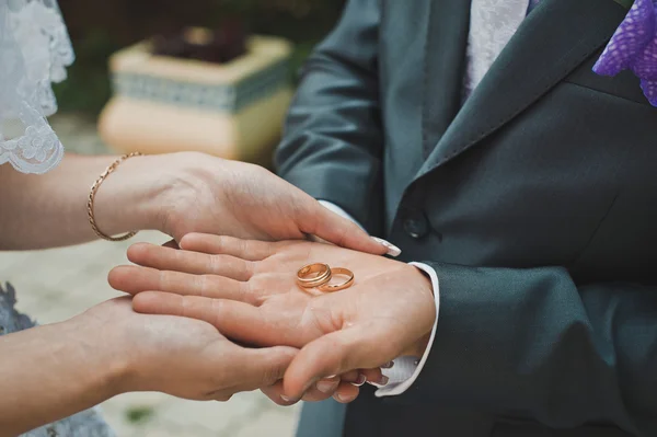 Ringe in den Händen. — Stockfoto