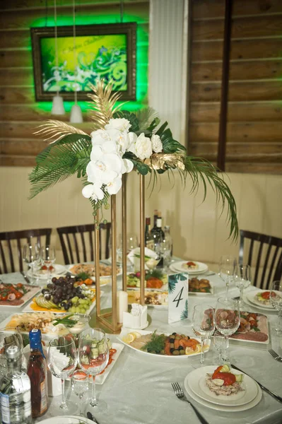 Uma Variedade Pratos Antes Celebração Casamento — Fotografia de Stock