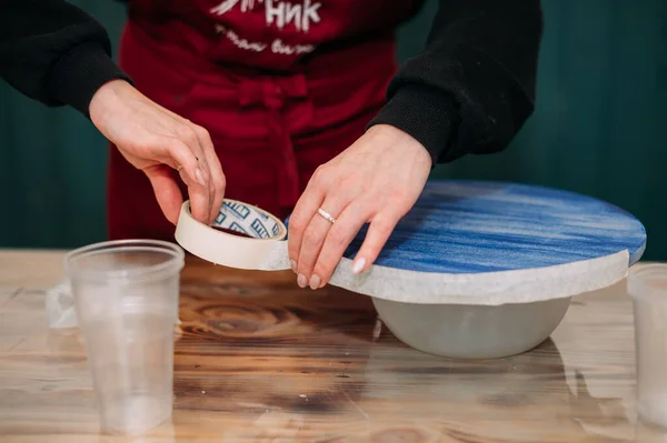 Process Creating Decorations Epoxy Resin — Stock Photo, Image