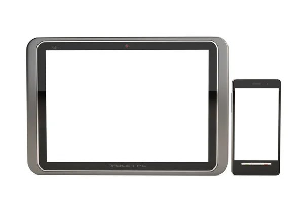 Tablet PC and Smart Phone With Blank Screen Isolated — Stock Photo, Image