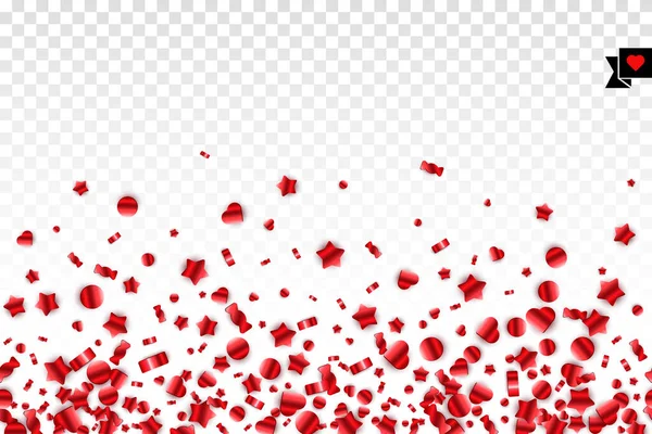 Červené Bonbóny Konfety Izolované Průhledném Pozadí Odznak Srdcem Slavnostní Vektorová — Stockový vektor