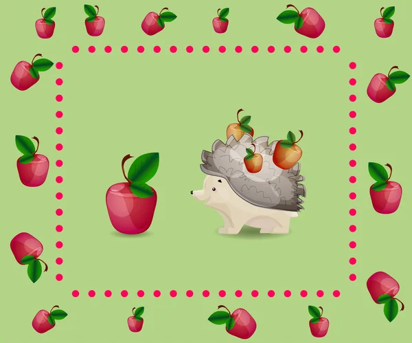 Hérisson et pomme . — Image vectorielle