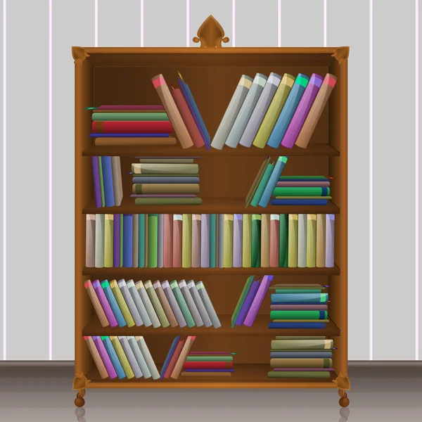 Bookcase with books in the interior. Stock Vector