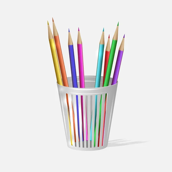 Pencils and with cup. — Stock Vector