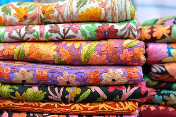 Pile of traditional colorful Arabic scarves Stock Picture