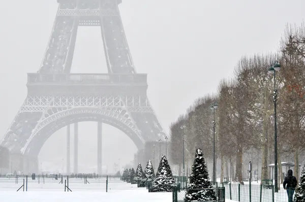 La tormenta de nieve en París Imagen de stock
