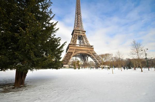 Sneeuwstorm in Parijs — Stockfoto