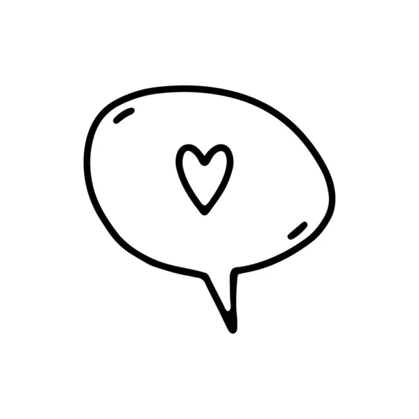 Vector Bubble Icon Heart Linear Illustration Web Love Message Icon — Stock Vector