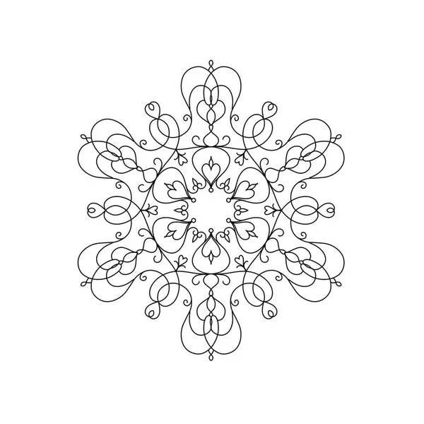 Βιβλίο Ζωγραφικής Την Μαντάλα Mandala Λουλούδια Μοτίβα Μπούκλες Μαύρη Γραμμή — Φωτογραφία Αρχείου