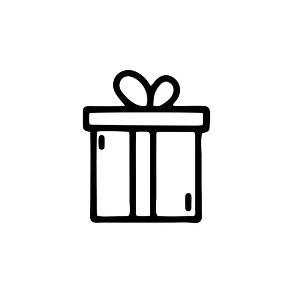 Διανυσματική Γραμμική Απεικόνιση Κουτί Εικονογράφηση Δώρο Διακοσμημένο Κορδέλες — Διανυσματικό Αρχείο