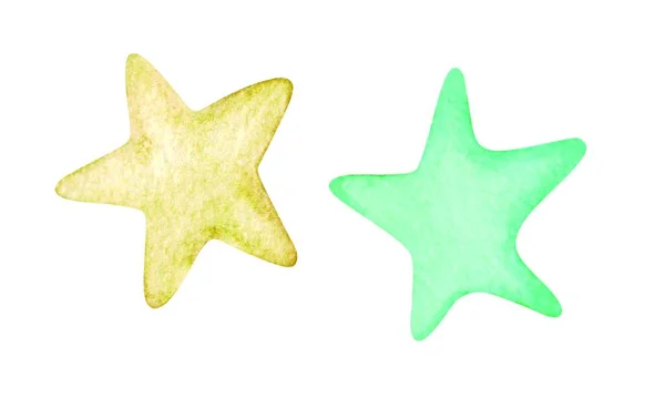 Acuarela Estrellas Color Rosa Turquesa Linda Ilustración Acuarela Estilo Dibujos — Foto de Stock