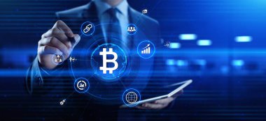 Bitcoin kripto büyüyen hisse senedi borsası finansal teknoloji kavramı