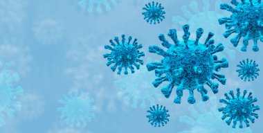 Coronavirus covid-19 mikroskop altında. Bilim salgını enfeksiyonu konsepti. 3 Boyutlu resimleme