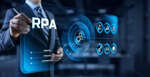 RPA Robotic process automation business process optimiation innovation technology concept — Foto Stock