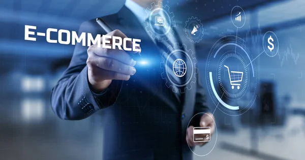 画面上の電子商取引オンラインショッピングビジネス技術の概念 — ストック写真