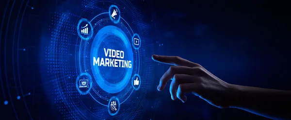 Concept de publicité internet en ligne de marketing vidéo sur l'interface d'écran numérique — Photo