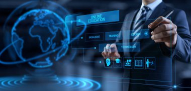 Çevrimiçi eğitim interneti dijital arayüzde e-öğrenme kavramı